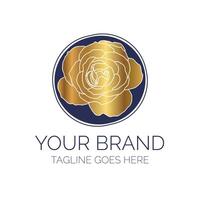 Marine Blau Logo mit Gold Rose Blume vektor