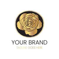 Gold Rose Blume Logo auf schwarz Hintergrund vektor
