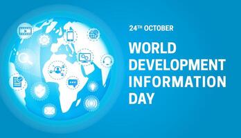 blå värld utveckling information dag bakgrund baner vektor