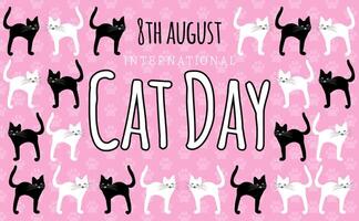 komisch International Katze Tag Karikatur Stil Hintergrund Illustration vektor