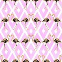 Gold Flamingo nahtlos Muster mit Rosa geometrisch Rhombus Formen vektor