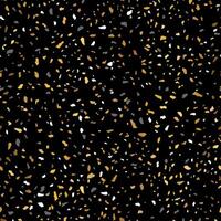 schwarz Terrazzo Textur nahtlos Muster Design mit Gold Steine vektor