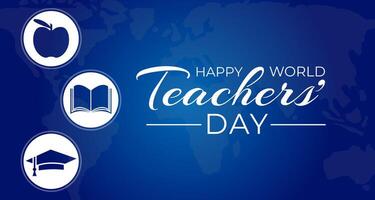 glücklich Welt Lehrer' Tag Blau Hintergrund Illustration vektor