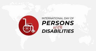 International Tag von Personen mit Behinderungen Hintergrund Illustration mit Rollstuhl vektor