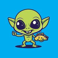 Außerirdischer Karikatur - - ein komisch Außerirdischer liebt Taco eben Symbol Illustration vektor