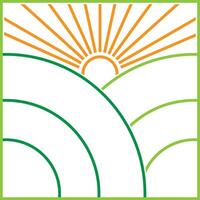 Sonne mit Pflanze Bauernhof Linie Logo Design vektor