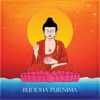 Illustration von goutam Buddha auf Buddha Purnima Urlaub mit Hintergrund. vektor