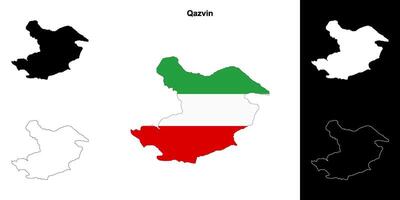 qazvin Provinz Gliederung Karte einstellen vektor