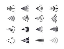 Aerosol, tropfen, sprühen Symbol Satz. Illustration. eben Design. vektor