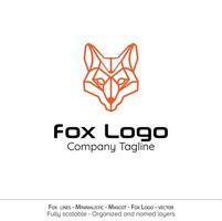 Fuchs Linien - - minimalistisch - - Maskottchen - - Fuchs Logo - - vektor