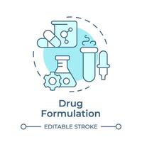 Droge Formulierung Sanft Blau Konzept Symbol. Qualität Management, chemisch Verbindungen. pharmazeutische Produkte. runden gestalten Linie Illustration. abstrakt Idee. Grafik Design. einfach zu verwenden im Infografik vektor