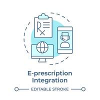 E-Rezept Integration Sanft Blau Konzept Symbol. Apotheke Verwaltung System. Digital Gesundheitswesen Dienstleistungen. runden gestalten Linie Illustration. abstrakt Idee. Grafik Design. einfach zu verwenden im Infografik vektor