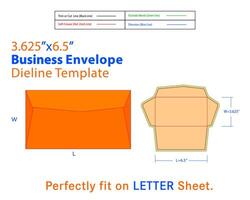 Geschäft Briefumschlag w 3,625, l 6.5 Zoll Dieline Vorlage vektor
