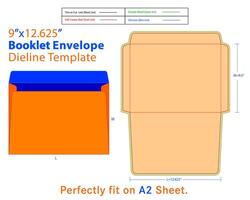 Heft Briefumschlag w 9,5, l 12.625 Zoll Dieline Vorlage vektor