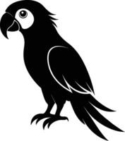 svart papegoja silhuett på vit bakgrund illustration vektor