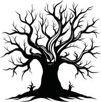 Halloween Baum Silhouette mit unheimlich Gesicht Illustration vektor