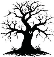 Halloween Baum Silhouette mit unheimlich Gesicht Illustration vektor