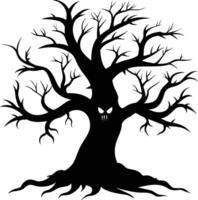 Halloween Baum Silhouette mit unheimlich Gesicht Illustration vektor