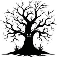 Halloween Baum Silhouette mit unheimlich Gesicht Illustration vektor