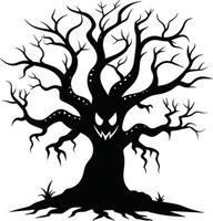 Halloween Baum Silhouette mit unheimlich Gesicht Illustration vektor