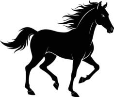 schwarz Silhouette von ein Pferd Laufen mit ein lange Schwanz vektor