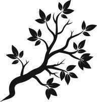 ein schwarz und Weiß Silhouette von ein Baum Ast mit Blätter vektor