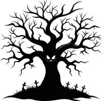 Halloween Baum Silhouette mit unheimlich Gesicht Illustration vektor