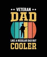 veteran- pappa tycka om en regelbunden pappa men kylare årgång fars dag t-shirt design vektor