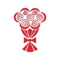 Logo, Symbol mit ein Strauß von Blumen. abstrakt Blumen im Geschenk Verpackung. Design Element, Vorlage zum Postkarte, wünscht sich, Glückwunsch, Einladung zu Hochzeit, Geburtstag, International Damen Tag. vektor
