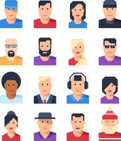 uppsättning av platt avatars av människor av män och kvinnor vektor