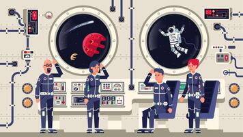 Astronauten sind Männer und Frauen an Bord ein Raumfahrzeug vektor