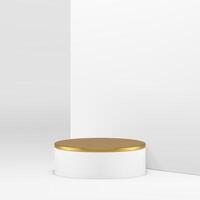 3d Zylinder Podium Sockel mit golden Dekor geometrisch Ausstellungsraum realistisch vektor