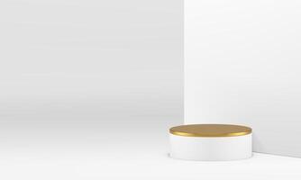 3d Podium Sockel Luxus Stand mit Weiß Mauer Hintergrund realistisch Illustration vektor