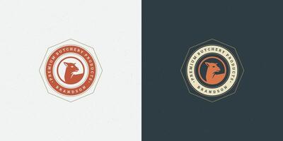 slaktare affär logotyp illustration lamm silhuett Bra för bruka eller restaurang bricka vektor