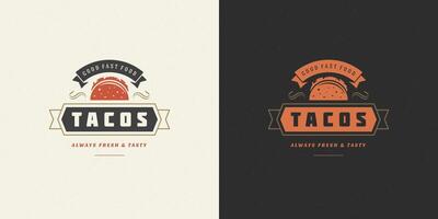 tacos logotyp illustration taco silhuett, Bra för restaurang meny och Kafé bricka vektor