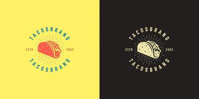 tacos logotyp illustration taco silhuett, Bra för restaurang meny och Kafé bricka vektor