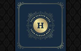 Jahrgang Monogramm Logo elegant gedeiht Linie Kunst anmutig Ornamente viktorianisch Stil Vorlage Design vektor