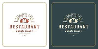 restaurang logotyp mall illustration för meny och Kafé tecken vektor
