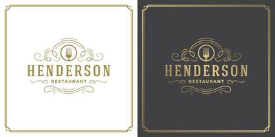 Restaurant Logo Vorlage Illustration zum Speisekarte und Cafe Zeichen vektor