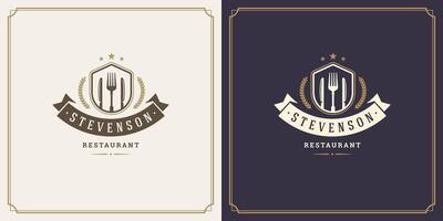 Restaurant Logo Vorlage Illustration zum Speisekarte und Cafe Zeichen vektor