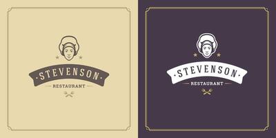 Restaurant Logo Vorlage Illustration zum Speisekarte und Cafe Zeichen vektor