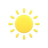 minimalistisch Sonne 3d Symbol. Gelb Symbol von heiß Sommer- und hell Wetter vektor