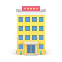flervånings- hotell byggnad exteriör fem stjärnor skylt realistisk 3d ikon isometrisk vektor