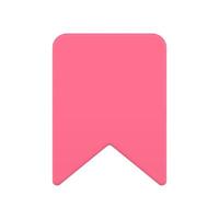 glansig rosa papper bokmärke spara information cyberrymden Ansökan realistisk 3d ikon vektor