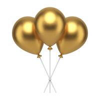 gyllene uppblåsbar sudd ballonger på pinnar högen av premie luft design överraskning gåva 3d ikon vektor