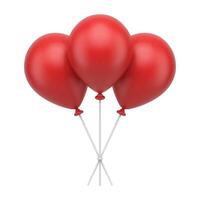 röd romantisk högen uppblåsbar helium ballonger på plast pinnar festlig luft design 3d ikon vektor