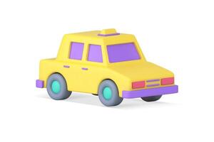 gul årgång bil urban taxi med skylt sedan bil isometrisk 3d ikon realistisk vektor
