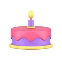 Urlaub feiern Kuchen einer Verbrennung Kerze schmelzen Glasur realistisch 3d Symbol Vorlage vektor