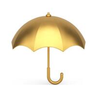 premie gyllene paraply mode vattentät tillbehör med böjd hantera realistisk 3d ikon vektor