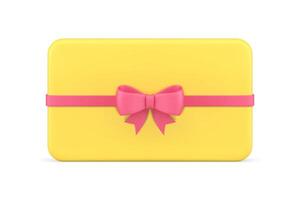 glänzend Gelb schlank Geschenk Karte Rechteck eingewickelt Container festlich Urlaub realistisch 3d Symbol vektor